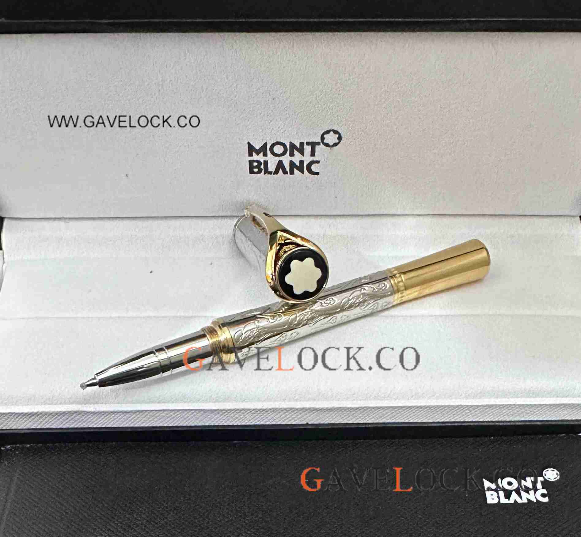 AAA Replica Montblanc Grace Kelly Roller ball Silver and Gold